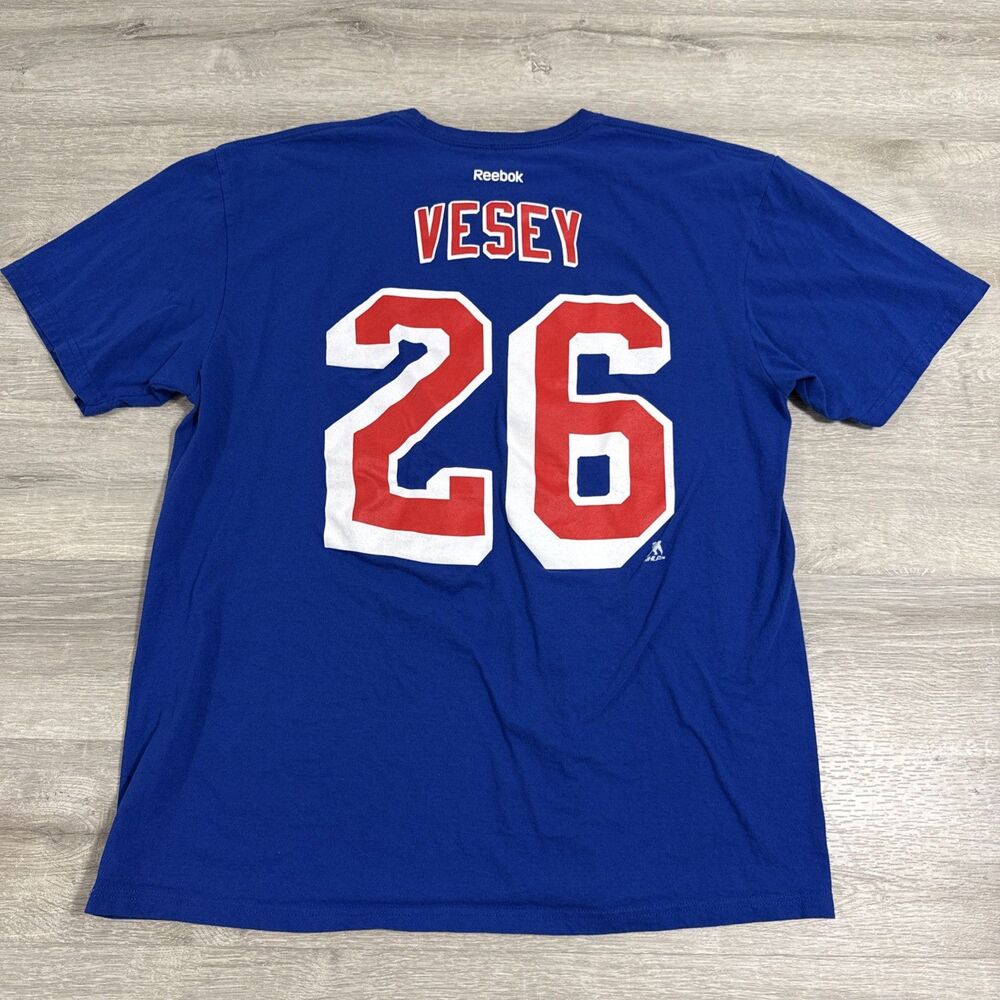 New York Rangers Shirt Jimmy Vesey Reebok NHL Men's Blue XL 100% Cotton